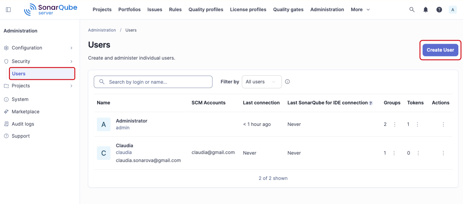 Creating a new user