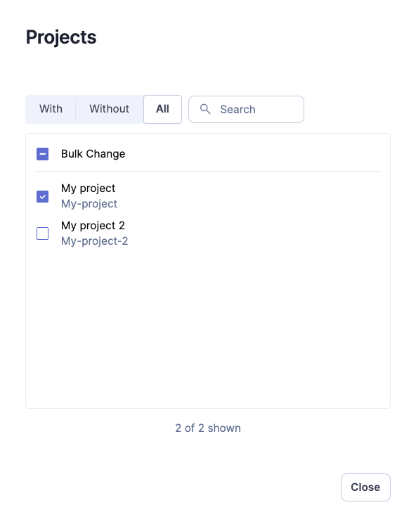 Adding and removing projects from the quality profile