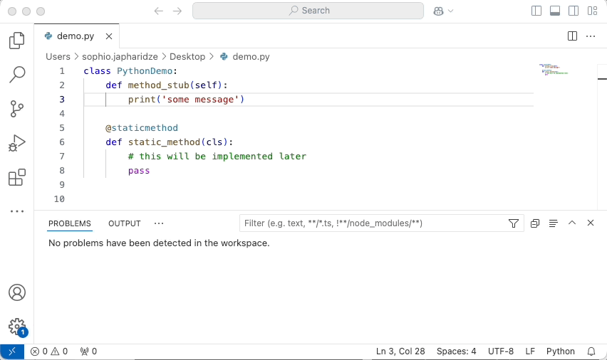 Issues are highlighted by SonarQube for VS Code in your editor, as you type.