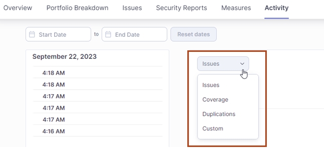 Selecting another metric category