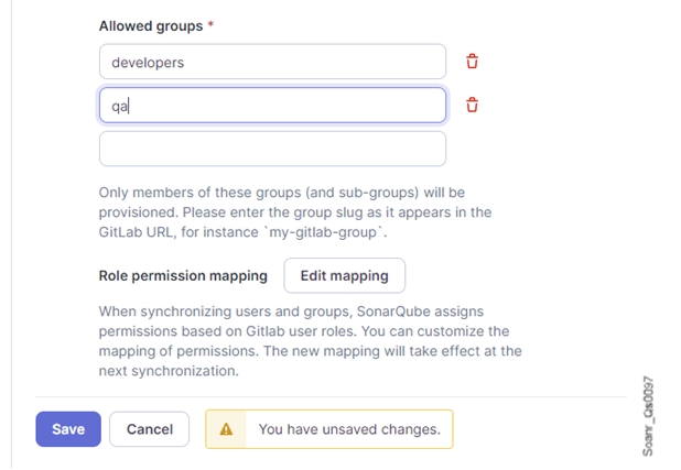 Enter the root group URL of the allowed groups in GitLab