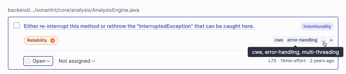 Tagging an issue