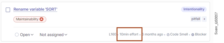 Remediation cost shown on an issue card