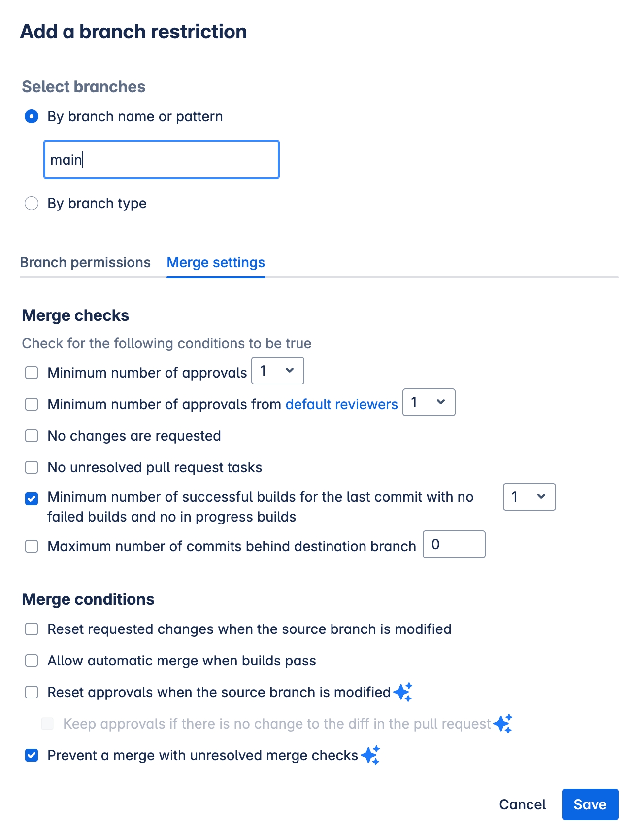 Adding a branch restricion