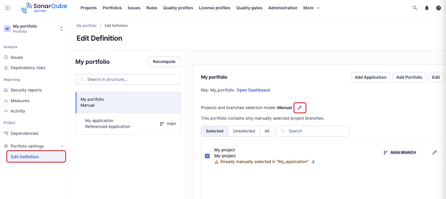 Add project to a portfolio
