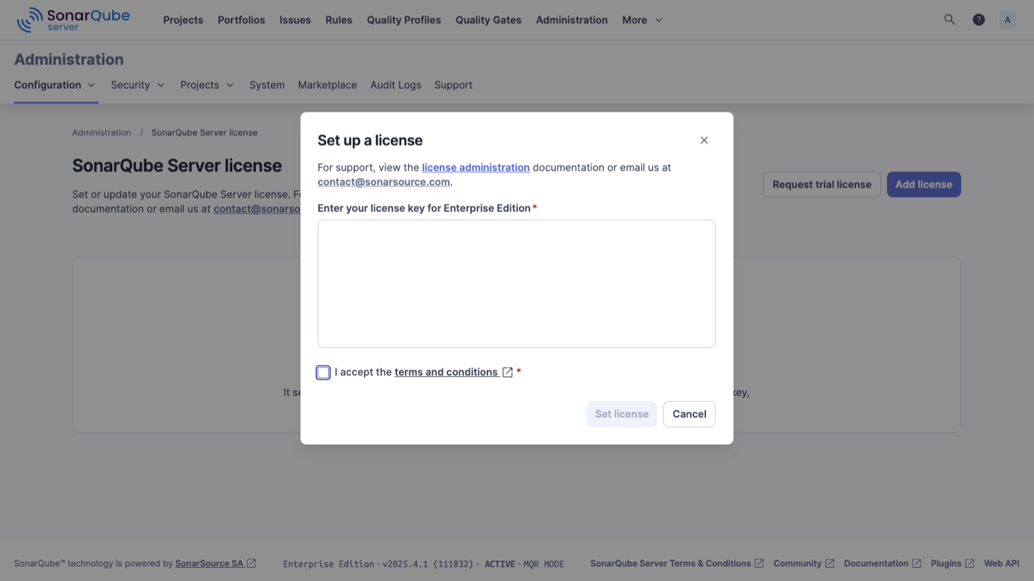 Set up a license modal where you enter your license key